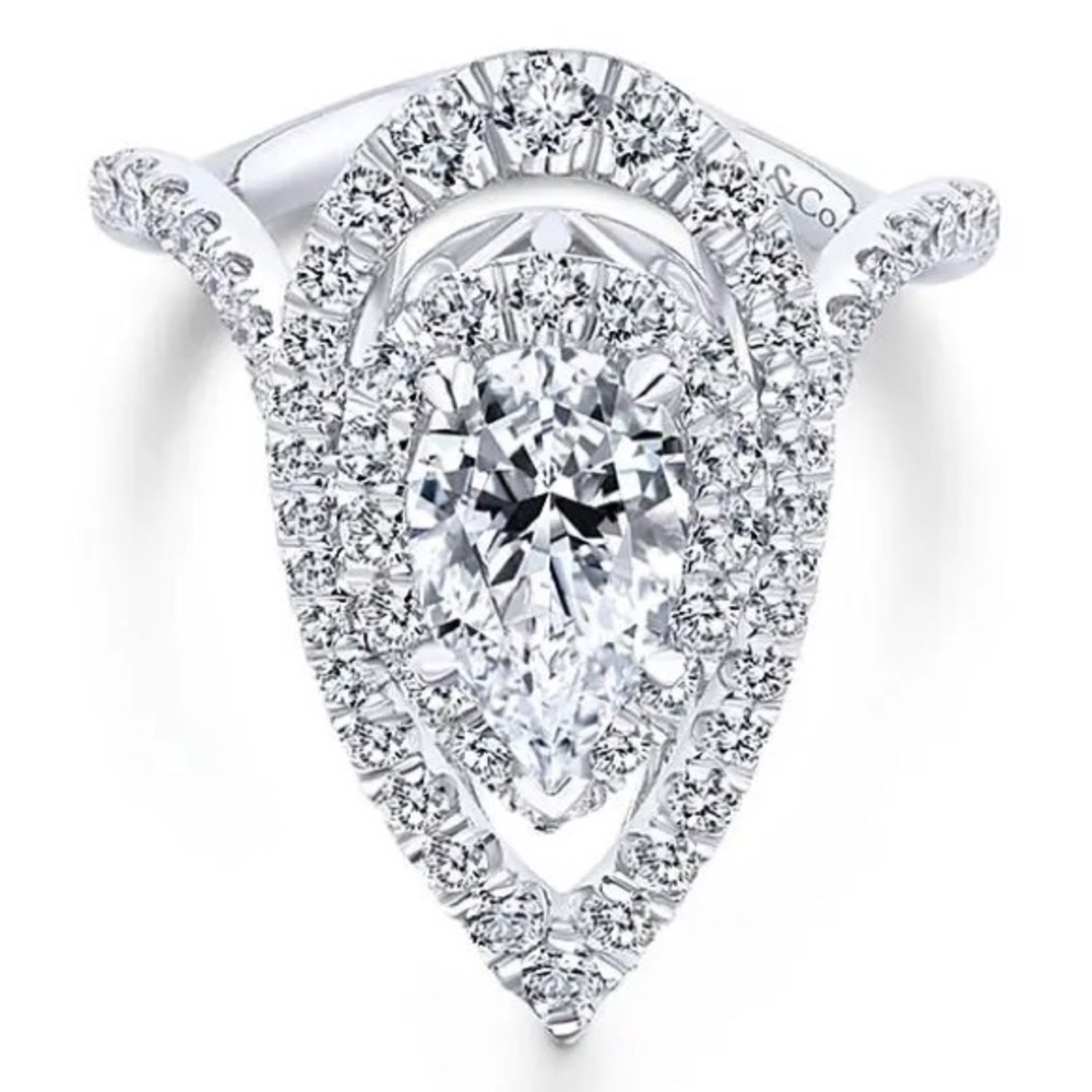New Women’s Luxury 925 Silver Water Drop Diamond Ring - Picture 4 of 6